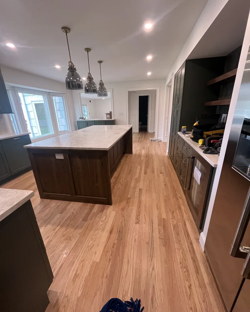 New-build kitchen after a post-construction clean