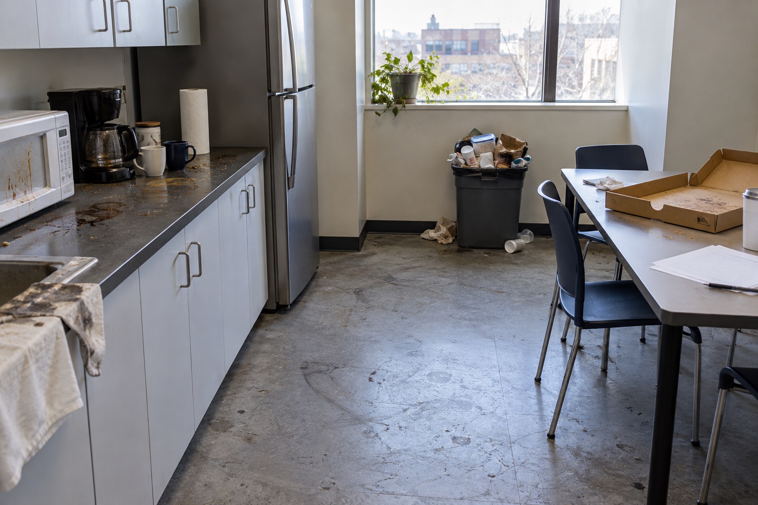 Break room before cleaning
