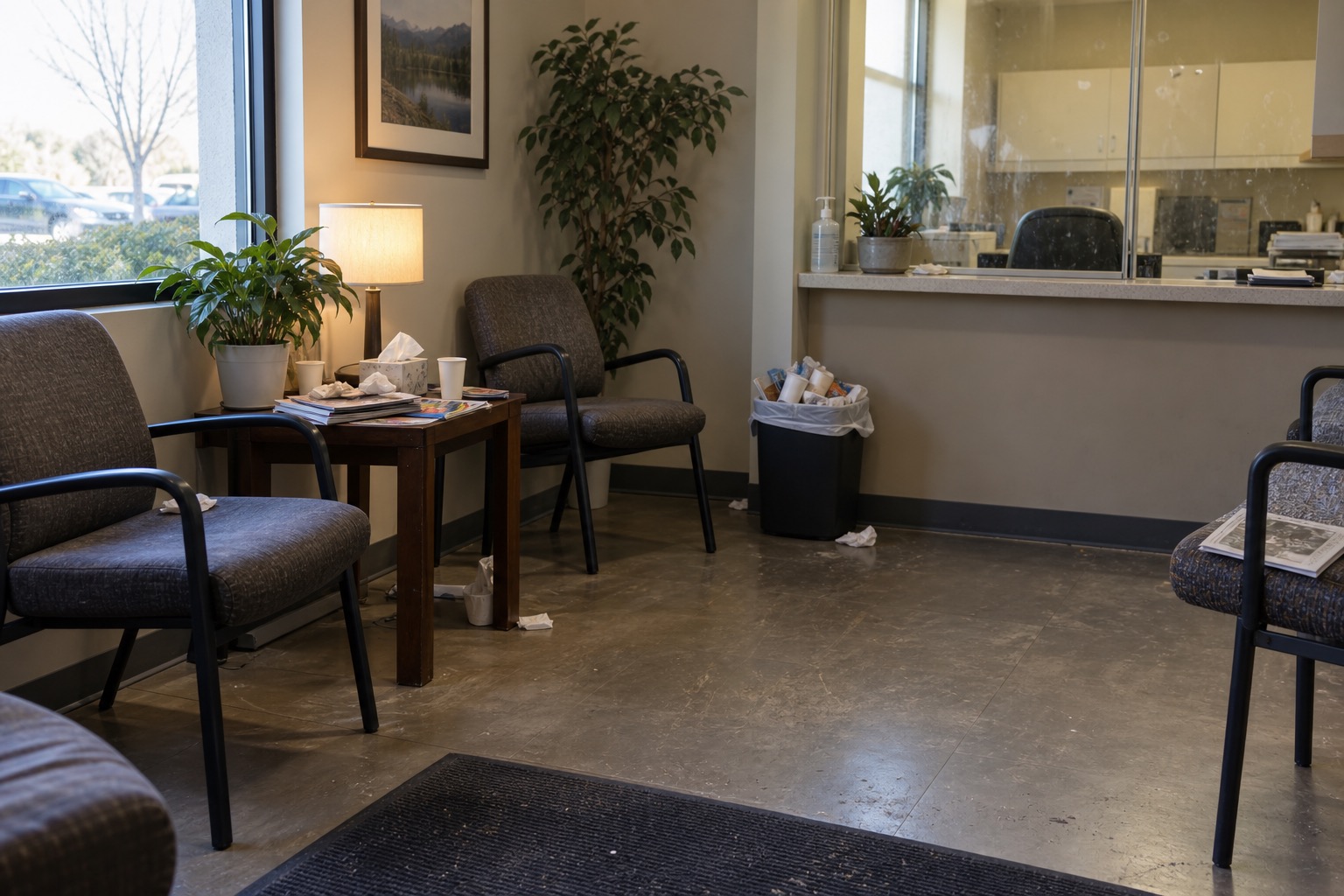Waiting room before cleaning