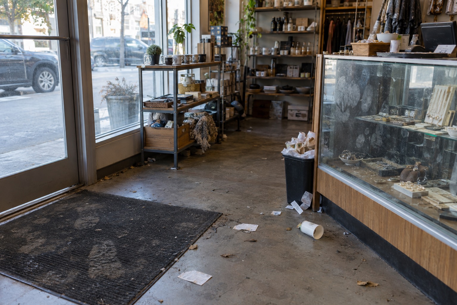 Shop floor before cleaning